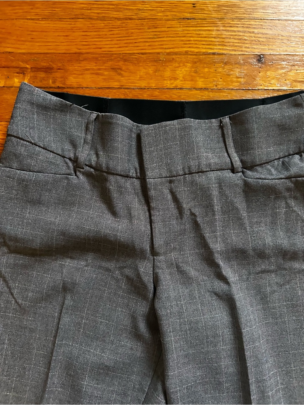 Brannan Women's Gray Boot-Cut Dress Pants with a Subtle Windowpane Plaid
